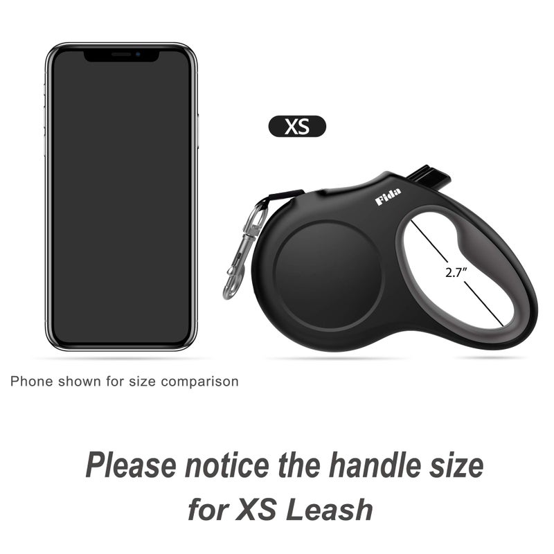 Fida Retractable Dog Leash with Dispenser and Poop Bags, 10 ft Pet Walking Leash for X-Small Dog or Cat up to 18 lbs, Anti-Slip Handle, Tangle Free, Reflective Nylon Tape (XS, Black) - Image 5